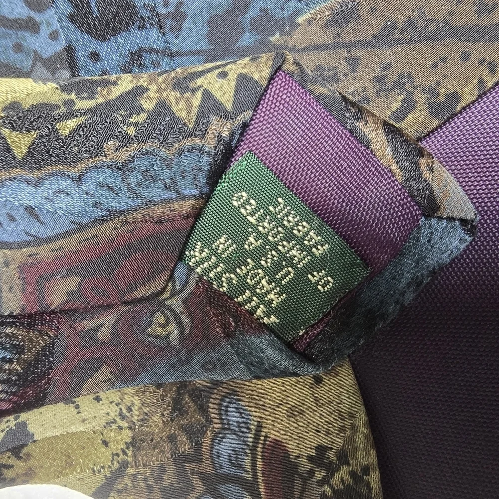 CHURCHILL COLLECTEION VINTAGE Blue and Brown Batik Pattern Mens TIE
